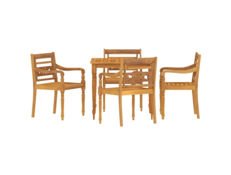 Conjunto 5 de comedor para jardín VIDAXL madera maciza de teca