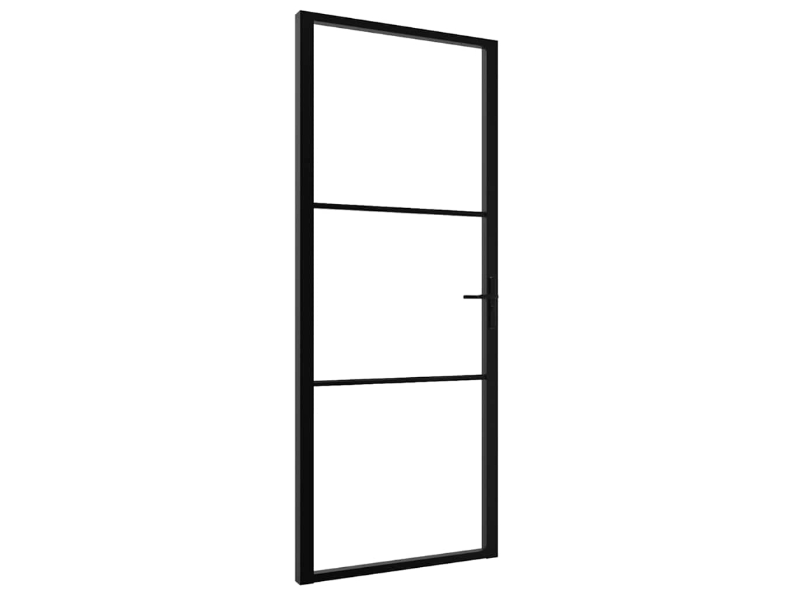 Maison Exclusive - Puerta Interior Vidrio Esg Y Aluminio Negro 83x201,5 Cm