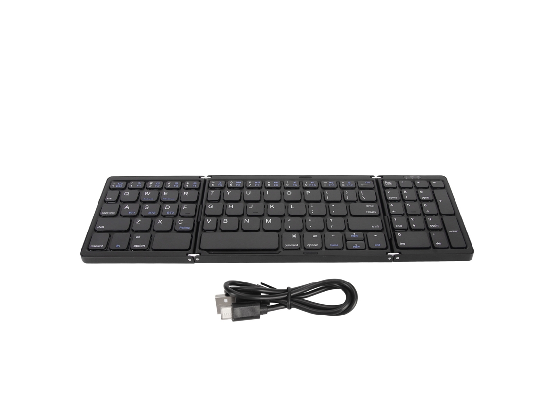 Teclado Bluetooth Plegable Triple Para Conexión Inalámbrica A Múltiples Dispositivos (portátil, Tableta Y Teléfono Móvil) - Negro
