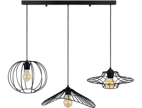 Lámpara de Teto TOSEL Asolo (Metal - Negro - 90 x 30 x 90 cm - 40W)