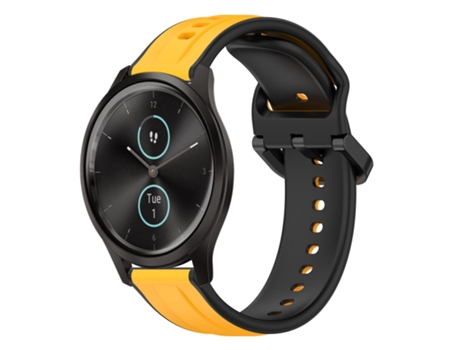 Correa de reloj inteligente para Garmin VivoMove Style 20 mm Bucle convexo Silicona bicolor (Amarillo + Negro)
