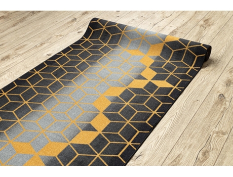 Alfombra de Pasillo con Refuerzo de Goma 57 cm Heksagon Hexágono Negro / Oro