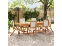 Juego de comedor de jardín de 7 piezas en acacia maciza y textilene, Dkd Home Decor
