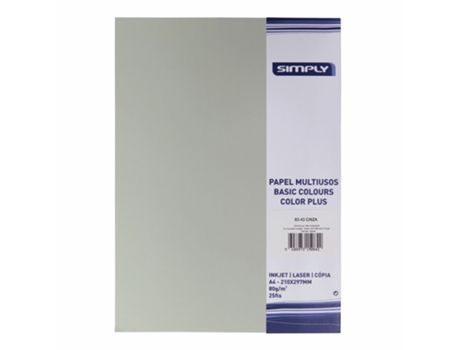 Papel A4 80G SIMPLY Color Plus Gris 25Fl 83-43