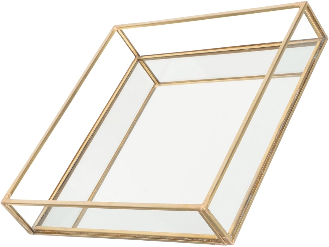 Bandeja Decorativa Latón Cristal Estilo Sencillo Elegante Organizar Perfumes Joyas Cómoda Tocador