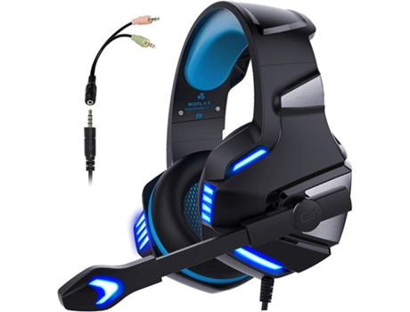 Auriculares para videojuegos para Xbox One, Ps4, Juegos de Pc, con micrófono, luz Led, cancelación de ruido, graves envolventes, BISBISOUS