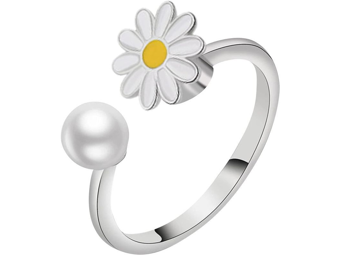 Anillo Giratorio Daisy, Anillo Fidget Spinner Ajustable Para Mujer, Joyería Ligera Y Descompresiva