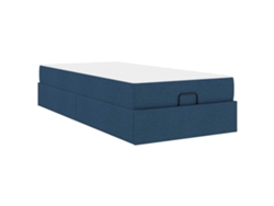 Maison Exclusive - Estructura De Cama Con Colchón Con Colchón 2 Pcs Azul Tela