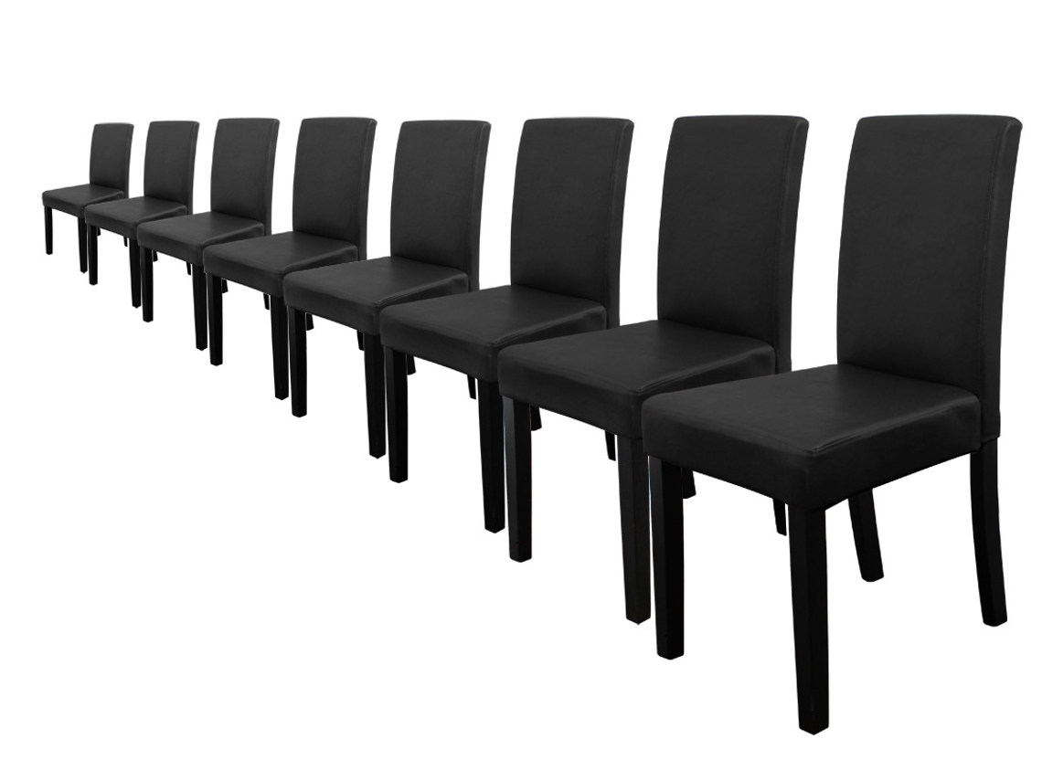 Conjunto de Cadeiras de Jantar [EN.CASA] (8 Un - Preto - 90x42x48 cm - Couro SintÃÂÃÂÃÂÃÂ©tico)