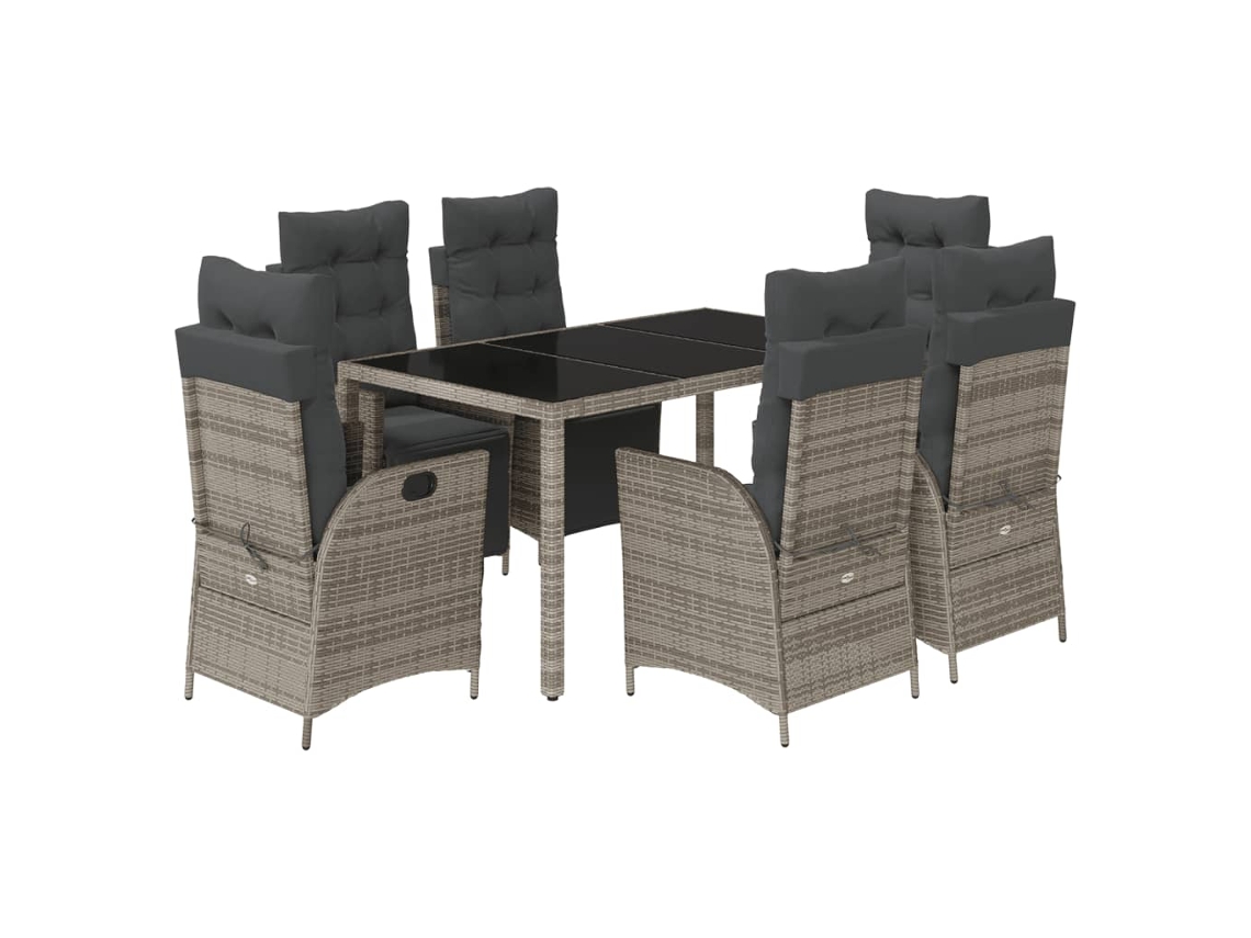 Maison Exclusive - Set Comedor Jardín 7 Pzas Y Cojines Ratán Sintético Gris