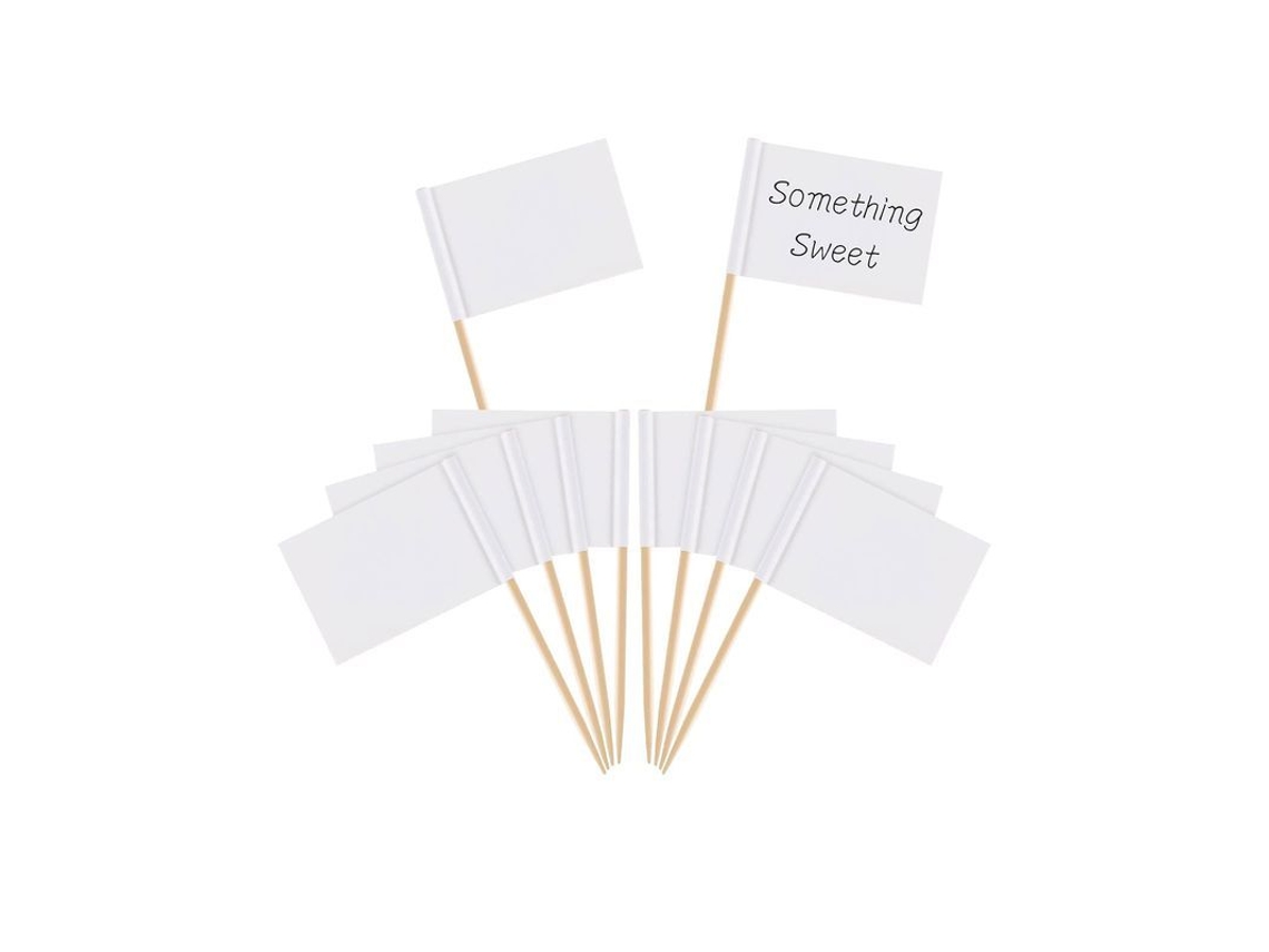 Banderines Rebe con asas, blancos, para identificar quesos y alimentos, 100 unidades.
