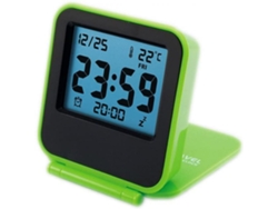Despertador de viaje digital, a pilas, LCD con luz nocturna, portátil, temperatura Kofihety (verde)