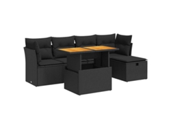 Maison Exclusive - Set Sofás Jardín Y Cojines 6 Pzas Ratán Sintético Acacia Negro
