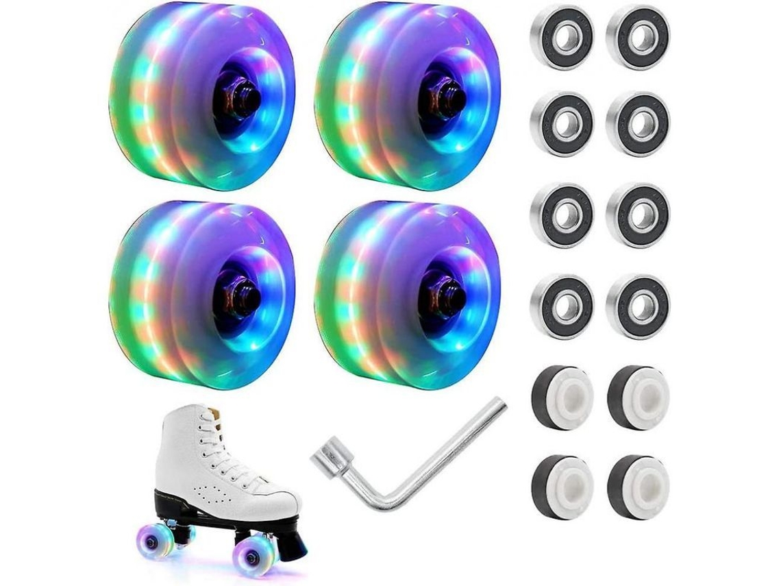 2026-ruedas De Patines Led Con Rodamientos Pack 4 Iluminadas Para Patinaje En Línea 32mm X 58mm