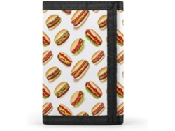 Cartera plegable para hombre con estampado de tocino y hamburguesa, ideal para viajar.