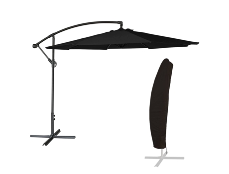Sombrilla HAPPY GARDEN Oahu Redonda (Negro - 300 x 250 cm cm)