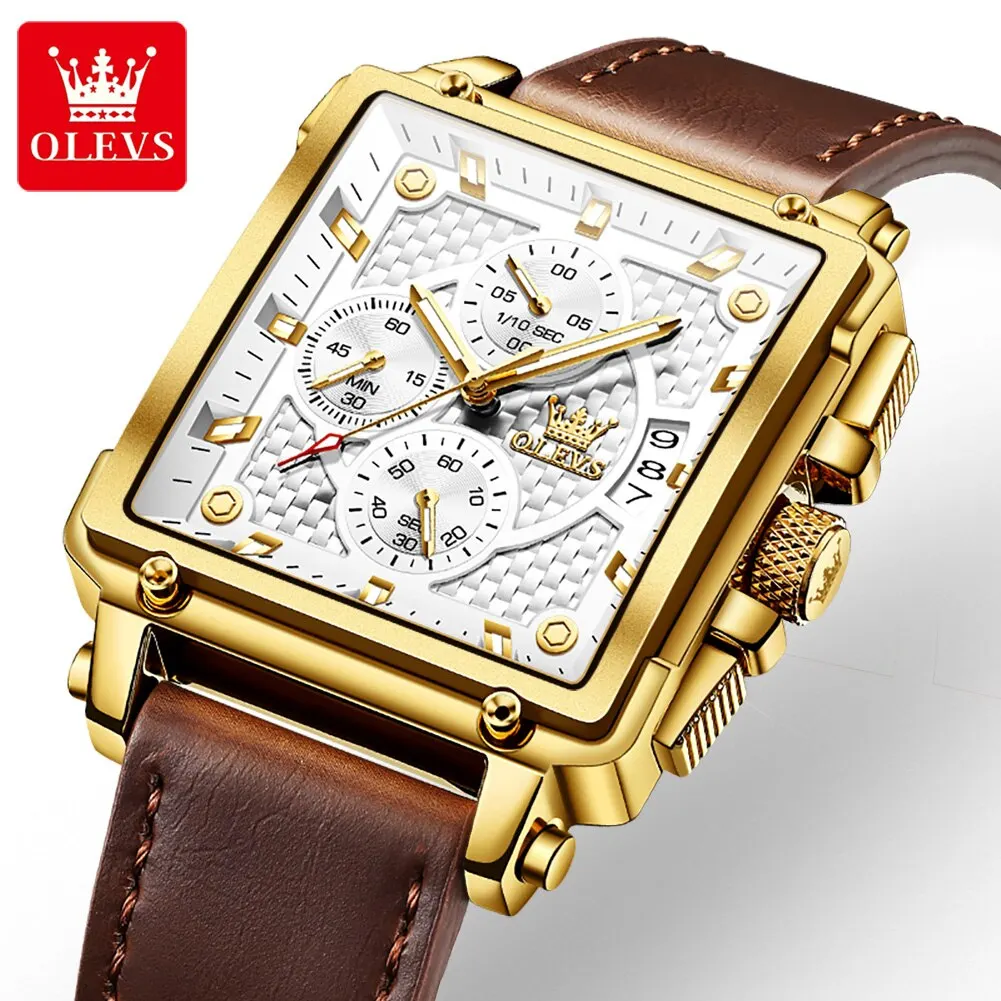 Reloj Cronógrafo Luminoso Cuadrado De Lujo Para Hombre