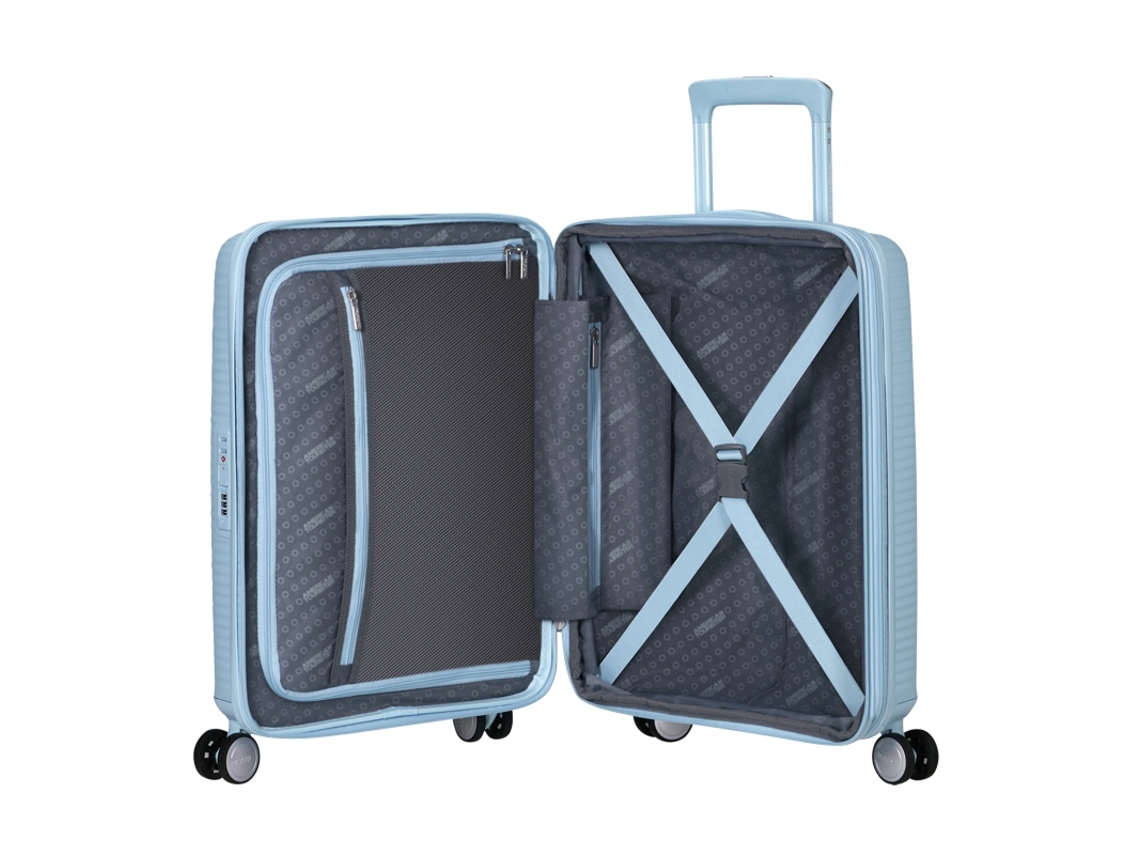 Maleta de cabina 55cm 4r Exp. Soundbox Azul Pastel American Tourister