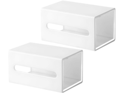 Juego De 2 Cajas De Almacenamiento De Pared De Plástico Blanco Estilo Cajón,
