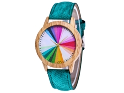 Reloj De Pulsera De Cuarzo Informal Con Correa Vaquera Verde Para Parejas, Hombres Y Mujeres.