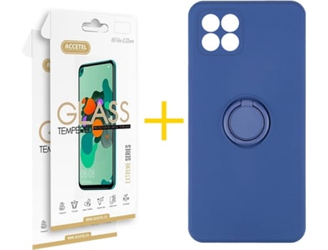 Carcasa + 2 Protectores de Pantalla para Huawei P40 Lite ACCETEL Azul Oscuro