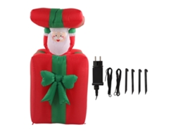 Caja de regalo luminosa de Papá Noel con decoración navideña inflable