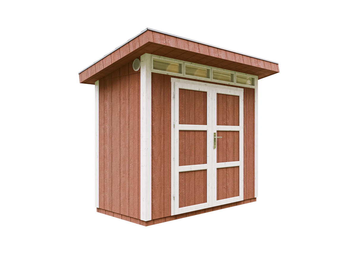 Caseta Jardin Exterior paneles a base de Madera LP SmartSide 3m2 con Suelo y Baldosas Bituminosas - L161xA294xA239 cm - TIMBELA M901A - Redwood red