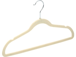 20 x Percha Terciopelo Beige, Pack Perchas para Ropa con Superficie Antideslizante y Gancho Cromado Giratorio 360º TODO HOGAR