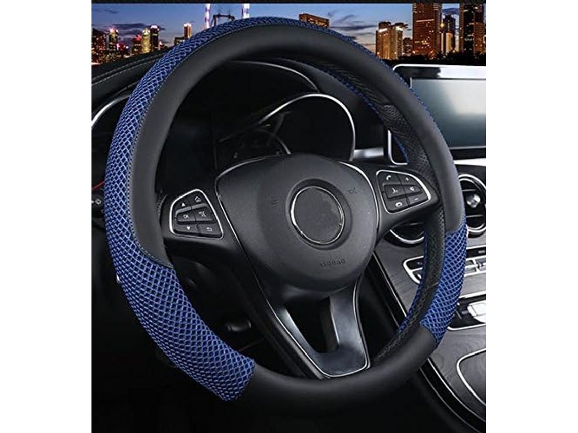 Cubre Volante Unisex Anti deslizante Transpirable Seda de Hielo 38cm Azul Escuro