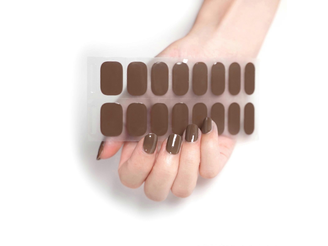 Paquete de 16 unidades de tiras de esmalte de uñas para mujer, pegatinas de uñas de color sólido, tiras de uñas acrílicas Hengrongshen