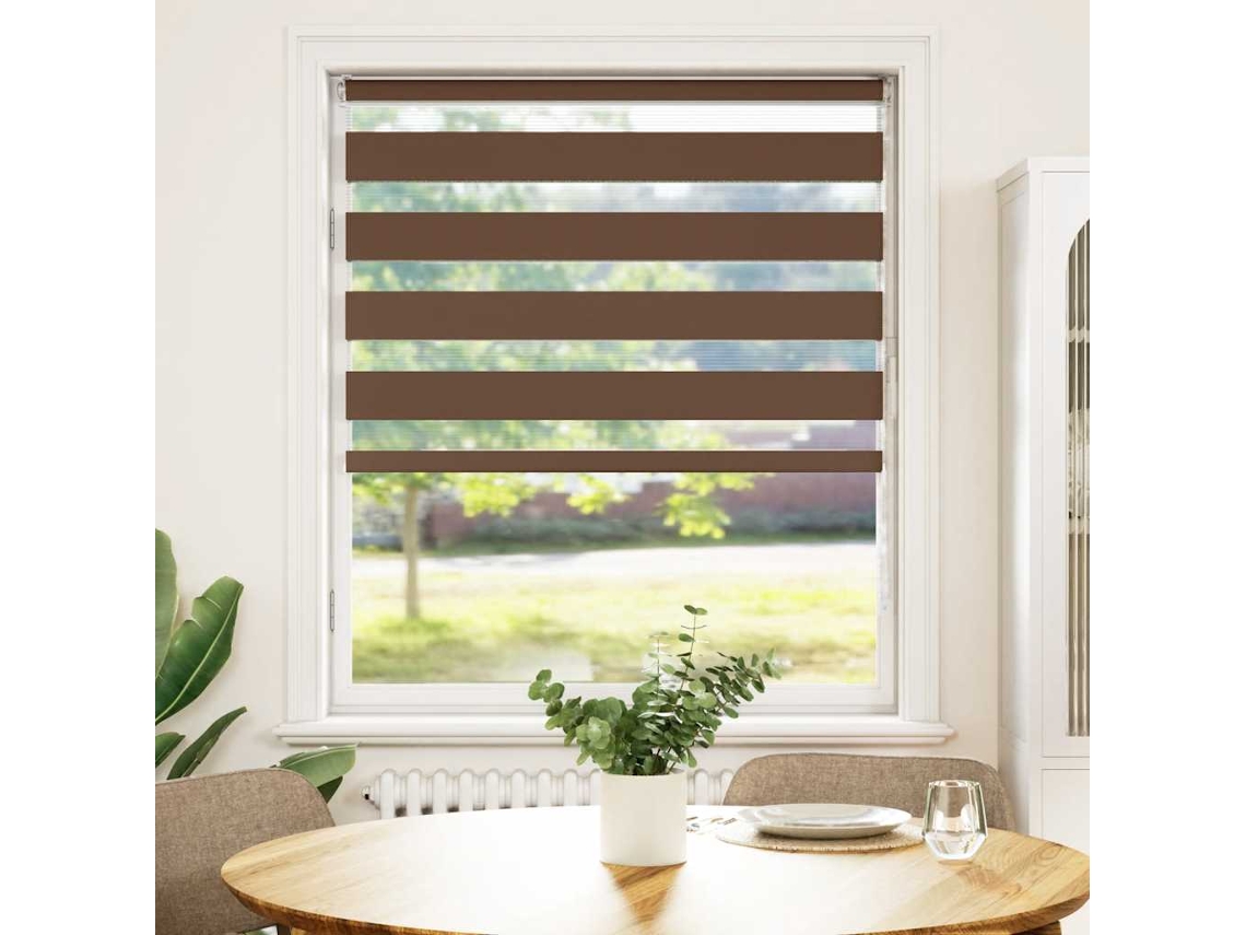 Maison Exclusive - Estor Cebra Marrón 110x150 Cm Tejido Ancho 105,9 Cm Poliéster