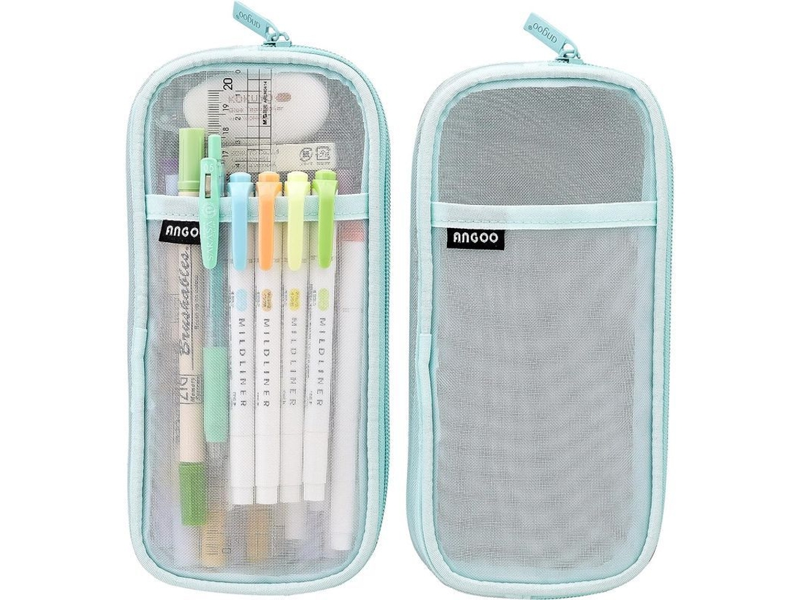 2026rebe-estuche De Lápices Transparente De Malla, Estuche Con Cremallera, Estuche Claro (verde)