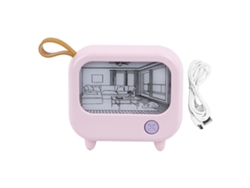 Lámpara De Mesa Portátil Recargable Usb Con Forma De Televisor Y 2 Modos De Iluminación Nocturna. Decoración Rosa.