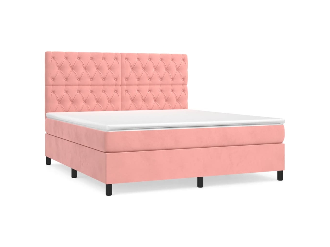 Maison Exclusive - Cama Box Spring Con Colchón Terciopelo Rosa 160x200 Cm