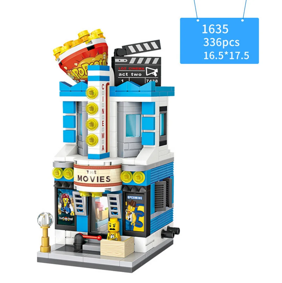 (cine) Bloques De Construcción De Escena Callejera De Ciudad Divertida, Minijuego De Juguetes Educativos De Bloques De Construcción