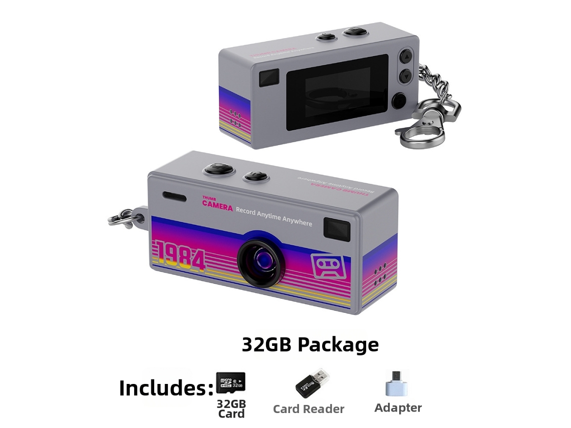 Digitallab Mini Cámara Retro 1080p Mini Cámara Ultracompacta Con Flash, 0,96 Pulgadas, 32 Gb, Gris