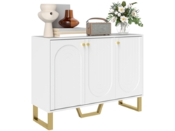 Aparador De Salón Con Puertas De Armario Y Estante Ajustable, 106,5 X 35 X 77,5 Cm, Blanco