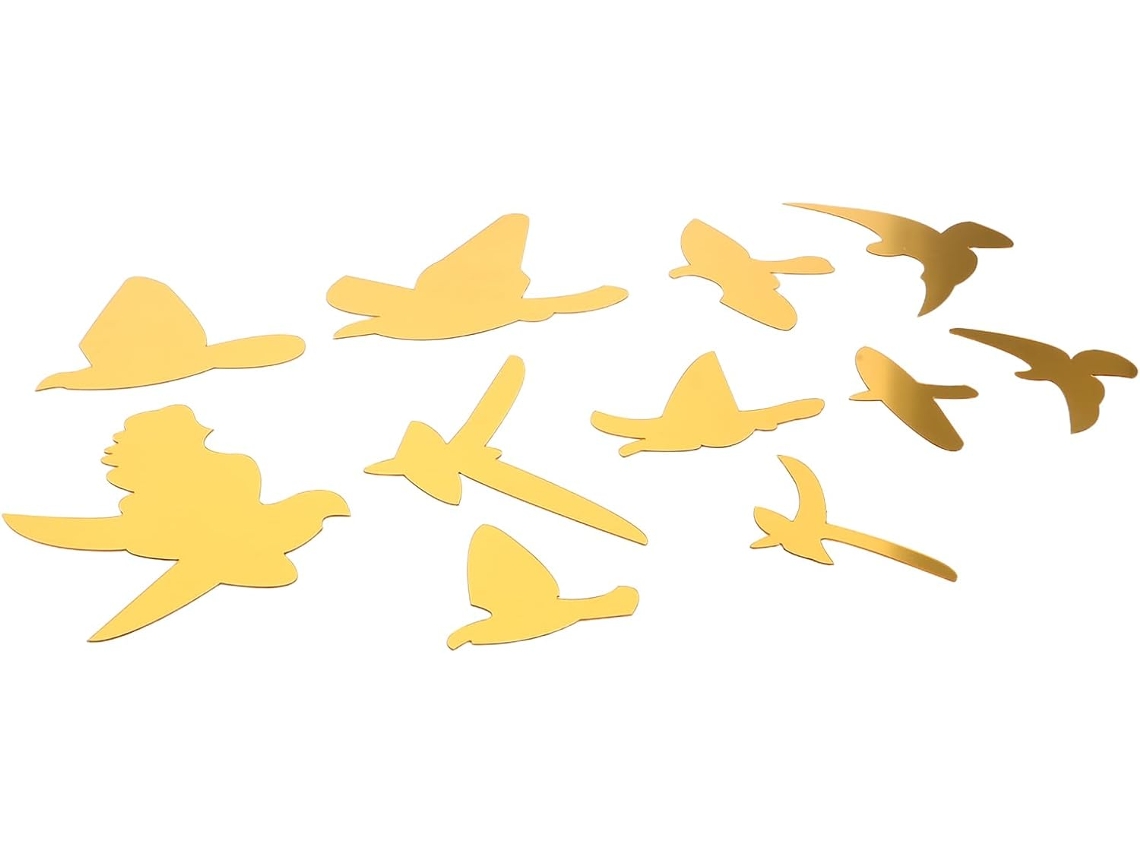 3d Pegatinas Arte Espejo Pájaros Acrílicos Dorados, 11