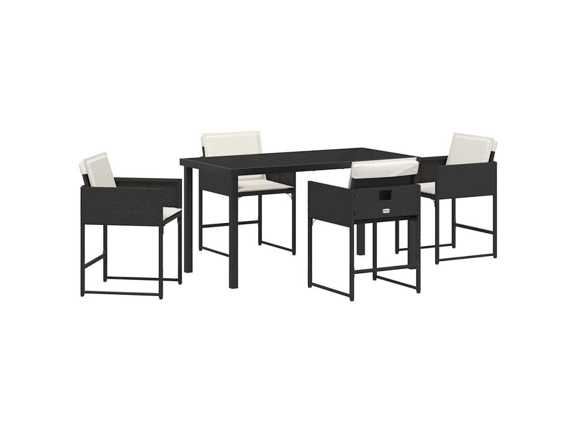 Juego de comedor de jardín Vidaxl de 5 piezas en mimbre negro