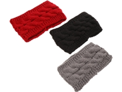 Conjunto de 3 diademas de punto cálidas con almohadillas para las orejas para mujer, diadema ancha para Gokoco