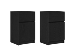 Maison Exclusive - Mesillas De Noche 2 Uds. Madera De Ingeniería Negra 39x35x65 Cm