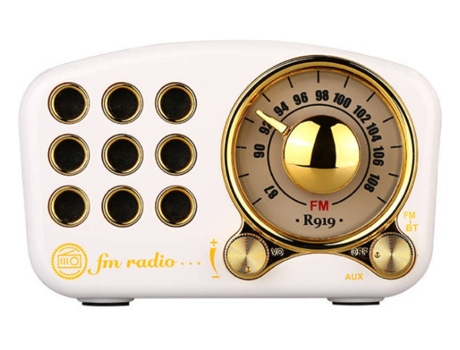 Altavoz Bluetooth Retro Radio Fm con Refuerzo de Graves Estilo Antiguo Clásico Conexión Bluetooth 4.2 Blanco BISBISOUS