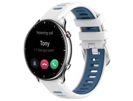 Correa Smartwatch para Amazfit GTR 2 22mm Textura Cruzada con Hebilla de Acero Silicona Bicolor (Blanco + Azul)