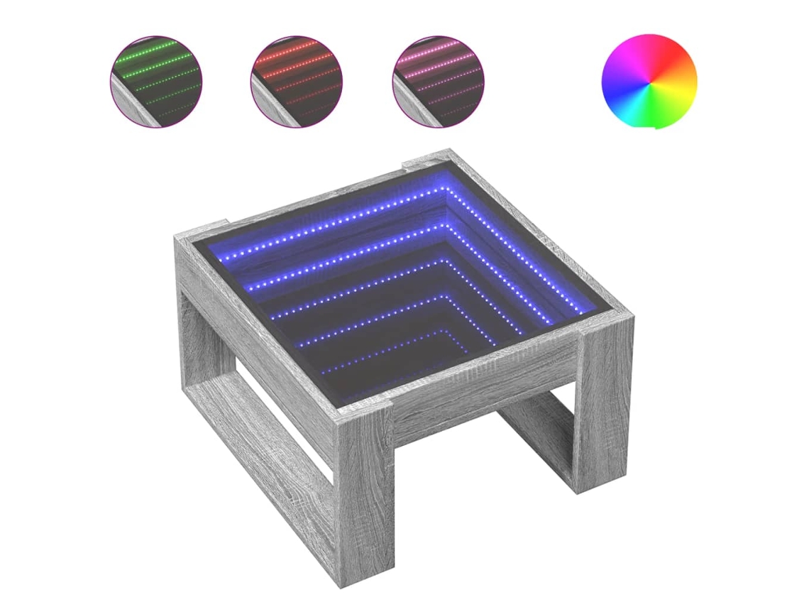 Mesa de centro LED Infinity Grey de MAISON EXCLUSIVE (50x53x30 cm)