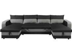 Sofá Cama Esquinero Panorámico ''victor'' De Tela - 4 Plazas - Negro