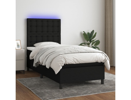 VIDAXL Colchón con somier/LED (Negro - Tela - 90 x 190 cm)
