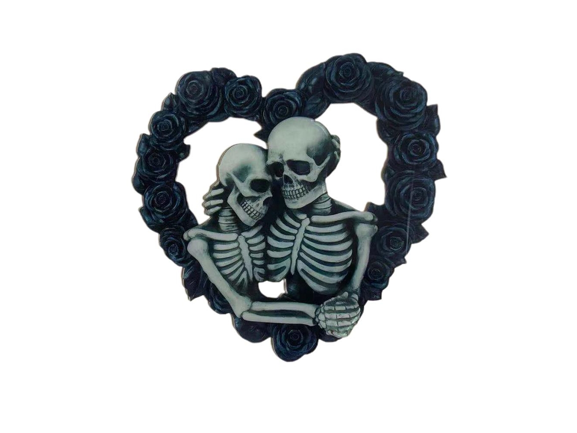 Corona De Corazón Con Esqueleto Para Decoración De Puerta De Halloween, Hecha De Acrílico.