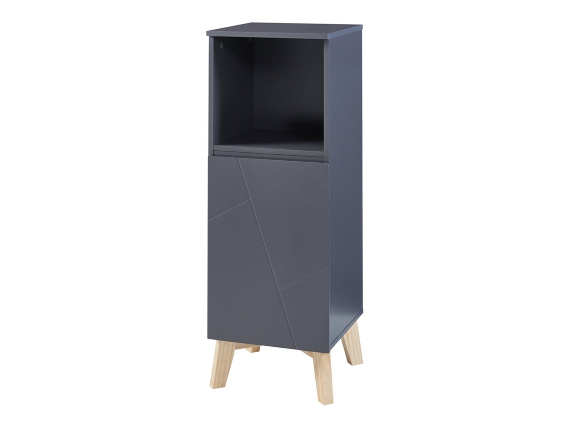 Mueble de baño auxiliar Overath puerta decoartiva MDF 86x30x30cm - Gris y Madera [EN.CASA]