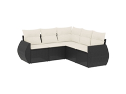 Maison Exclusive - Set De Muebles De Jardín 5 Pzas Y Cojines Ratán Sintético Negro