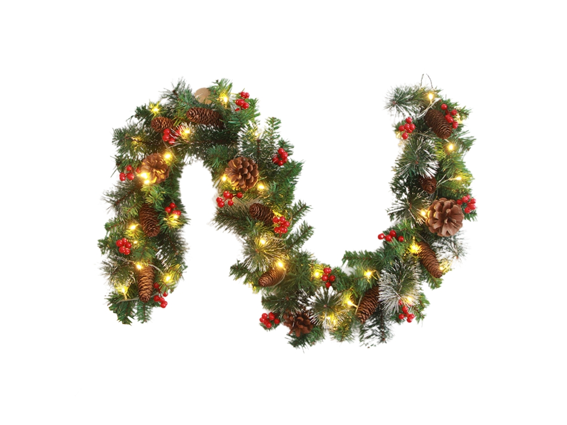 Guirnalda De Navidad Con 50 Luces Led, Guirnalda Artificial De Abeto Navideño Para Escaleras, Chimeneas, Oficinas Y Exteriores